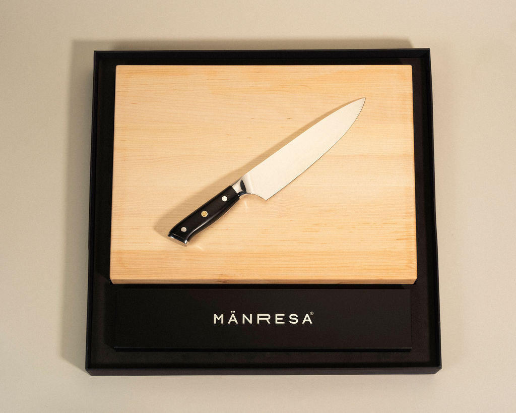 Mänresa North Woods Maple Butcher Block and German Pro chef knife corporate gift set