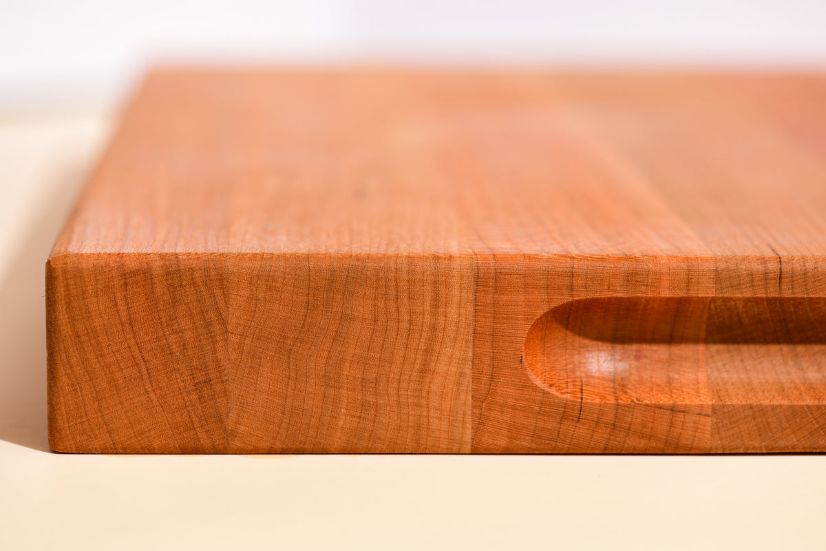 Appalachia Cherry butcher block - side handle groove detail