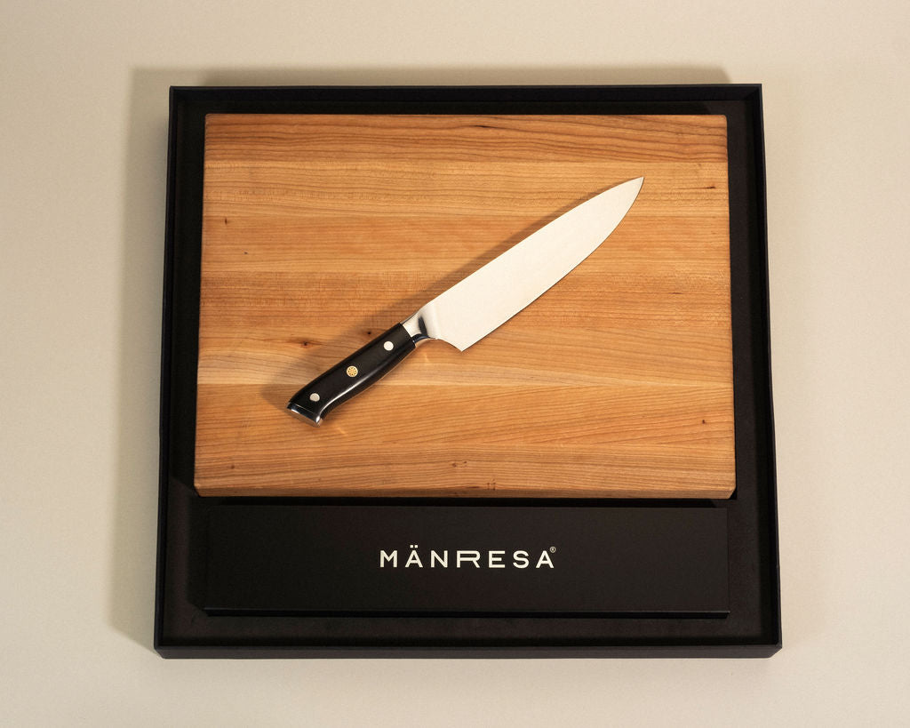 Appalachia Cherry butcher block with German Pro chef knife gift set