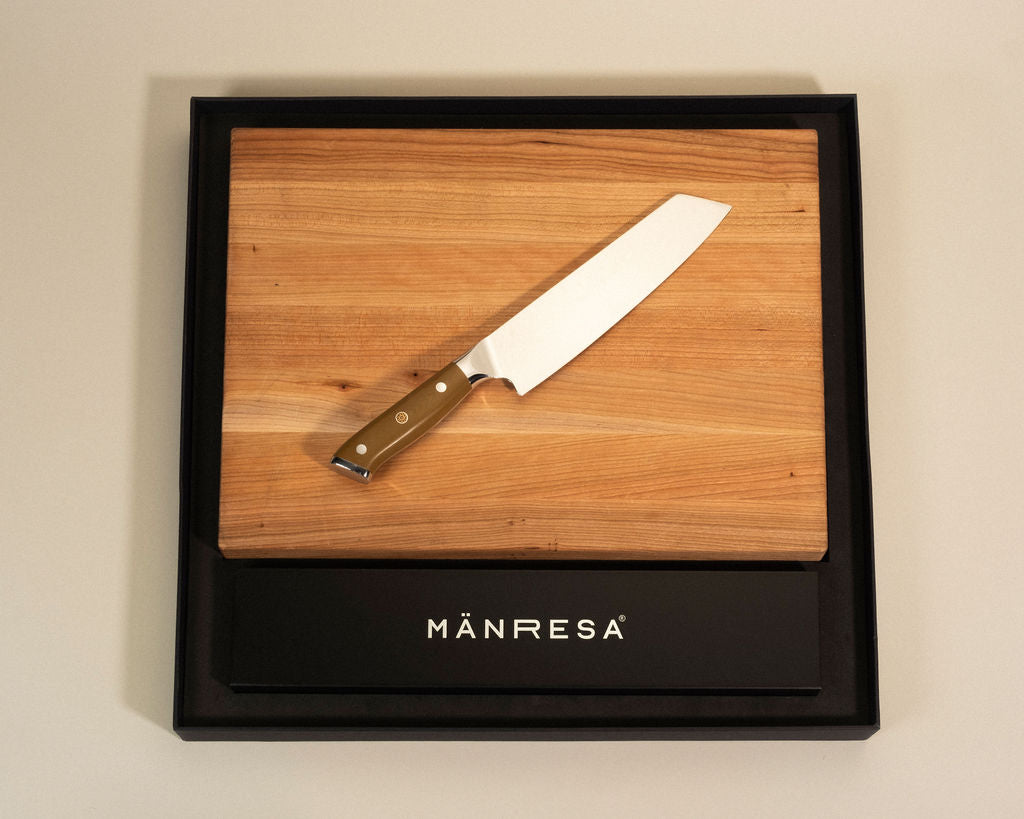 Appalachia Cherry butcher block with Japanese Pro chef knife gift set