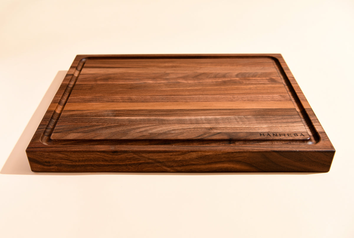 Walnut butcher block - angled side view