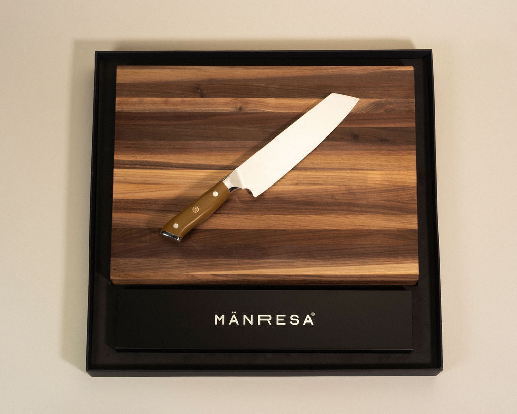 Walnut butcher block with Japanese Pro chef knife gift set